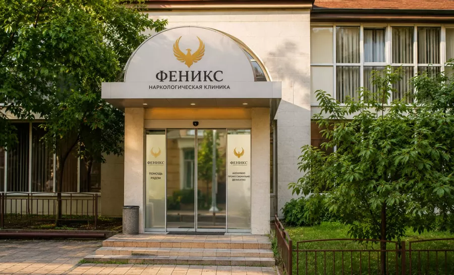 Вход в наркологическую клинику «Феникс» в Жуковке